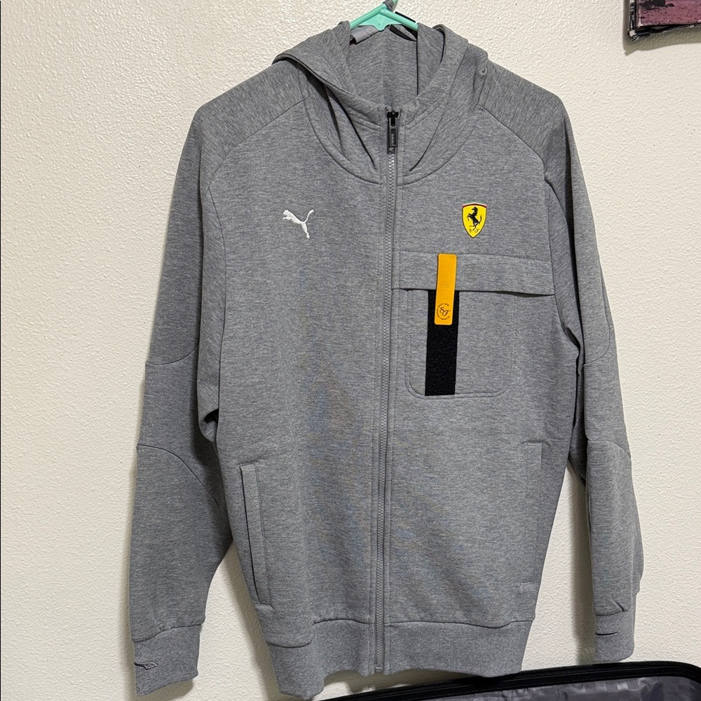 Puma Kids Gray Jacket with Yellow Accent